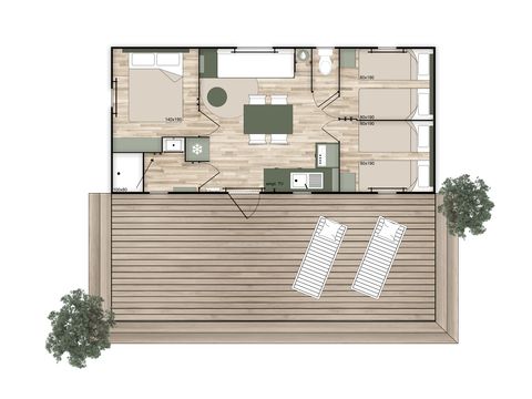 MOBILHOME 6 personnes - Premium - 33 m² (3 chambres) + Terrasse couverte