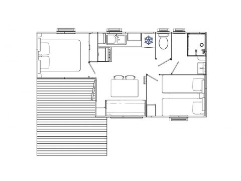 MOBILHOME 6 personnes - Comfort | 2 Ch. | 4/6 Pers. | Terrasse surélevée | Clim