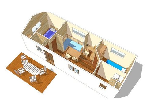 MOBILHOME 4 personnes - Comfort XL | 2 Ch. | 4 Pers. | Terrasse surélevée | Clim. | TV