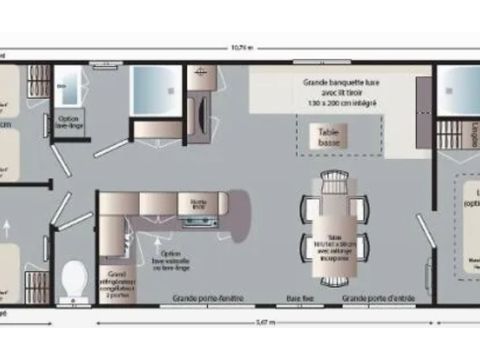 MOBILHOME 7 personnes - Family XL 40 m² - climatisé 6/7 pers