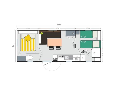 MOBILHOME 6 personnes - Premium | 2 Ch. | 4/6 Pers. | Terrasse Surélevée| Clim.