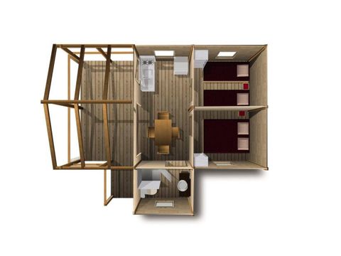 TENTE TOILE ET BOIS 5 personnes - CABANE PILOTIS