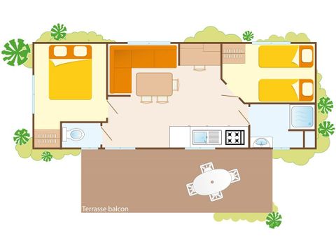 MOBILHOME 6 personnes - Classic | 2 Ch. | 4/6 Pers. | Terrasse simple