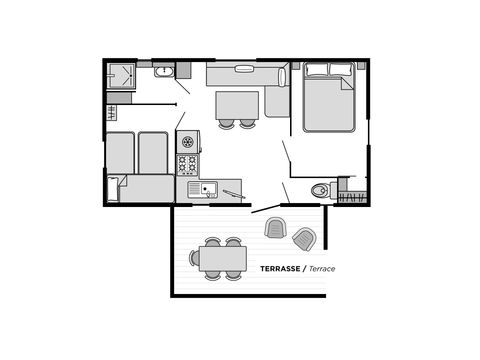 Mobilhome 5 personnes - COTTAGE - 2 chambres - CLIM - TV