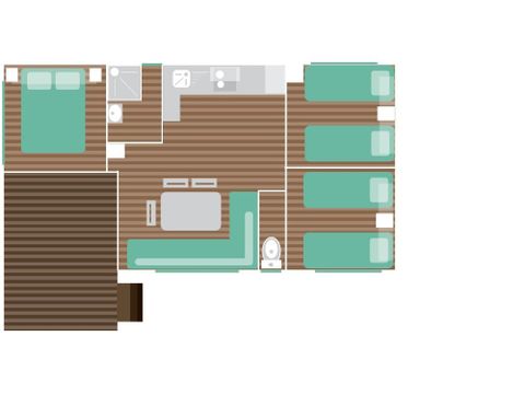 MOBILHOME 6 personnes - Classique 3 chambres terrasse semi intégrée 