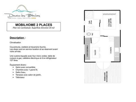MOBILHOME 2 personnes - TERRASSE CLIM TV