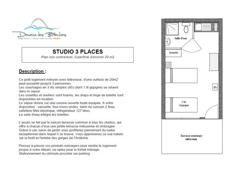 STUDIO 3 personnes - BALCON TV