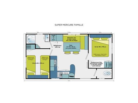 MOBILHOME 4 personnes - LOGGIA CLASSIC - terrasse non couverte