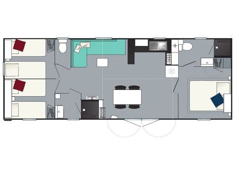MOBILHOME 8 personnes -  Confort 3 chambres 2sdb 39m²