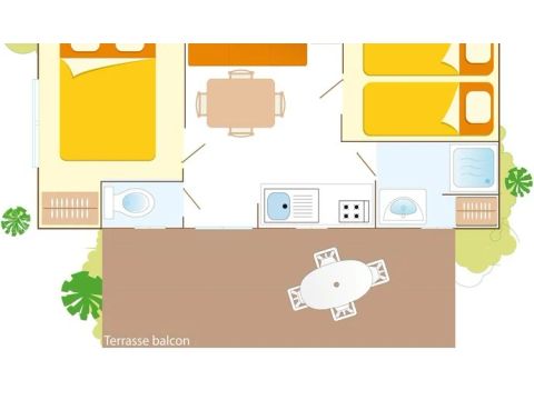 Mobilhome 4 personnes - Mobil-home | Classic | 2 Ch. | 4 Pers. | Terrasse surélevée | Clim.