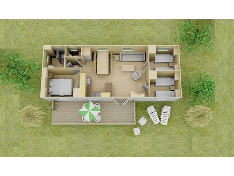MOBILHOME 6 personnes - Comfort | 3 Ch. | 6 Pers. | Terrasse surélevée | Clim.