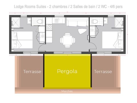 MOBILHOME 6 personnes - ROOMS SUITES - TV