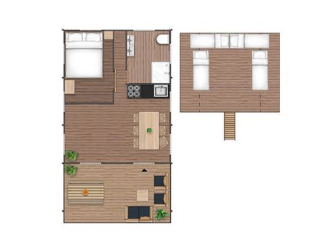 TENTE TOILE ET BOIS 6 personnes - Famille Spotty Lodge