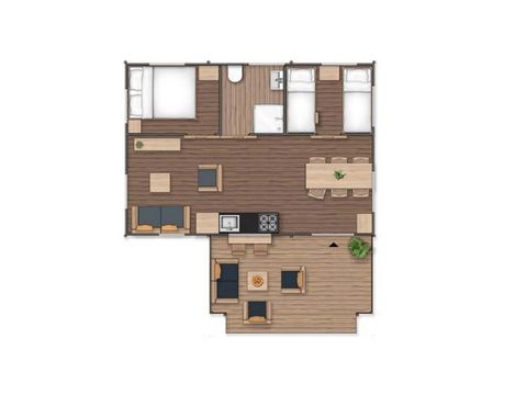 Tente en toile et en bois 5 personnes - Safari lodge Deluxe