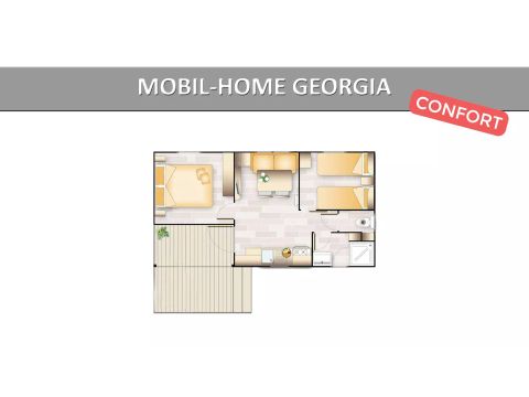 MOBILHOME 4 personnes - Georgia Confort 3 Pièces 4 Personnes Climatisé + TV